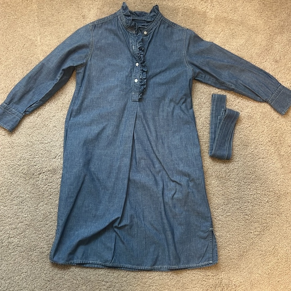 Tory Burch Deneuve chambray Ruffle Shirtdress Dress XS - Picture 3 of 16